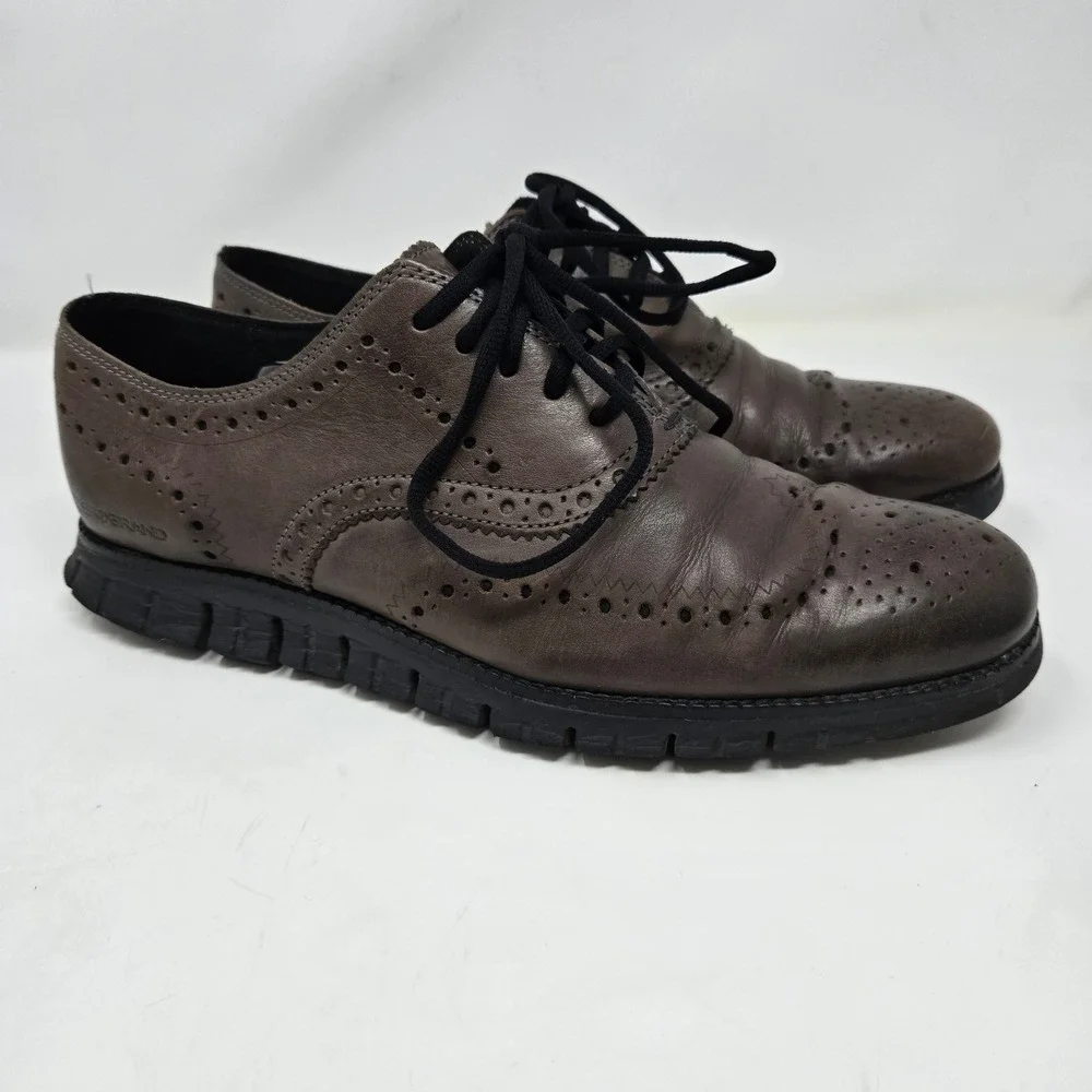 Cole Haan Zerogrand Mens Brown Leather Wingtip Oxford Shoes C30720 Size 9.5 M